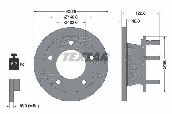 89011500 TEXTAR Комплект тормозов, дисковый тормозной механизм (фото 2)
