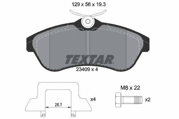 89015400 TEXTAR Комплект тормозов, дисковый тормозной механизм (фото 1)