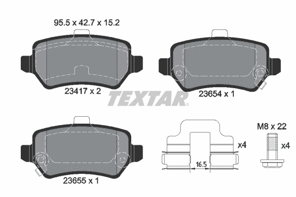 89015500 TEXTAR Комплект тормозов, дисковый тормозной механизм (фото 1)