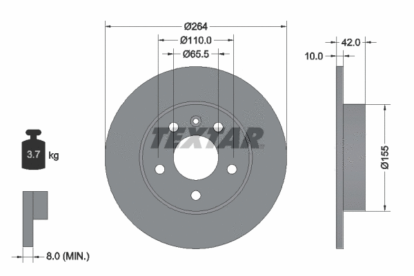 89015500 TEXTAR Комплект тормозов, дисковый тормозной механизм (фото 2)