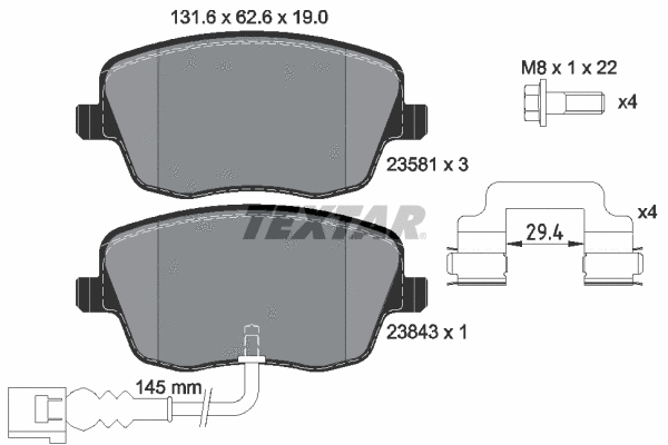 89015900 TEXTAR Комплект тормозов, дисковый тормозной механизм (фото 1)