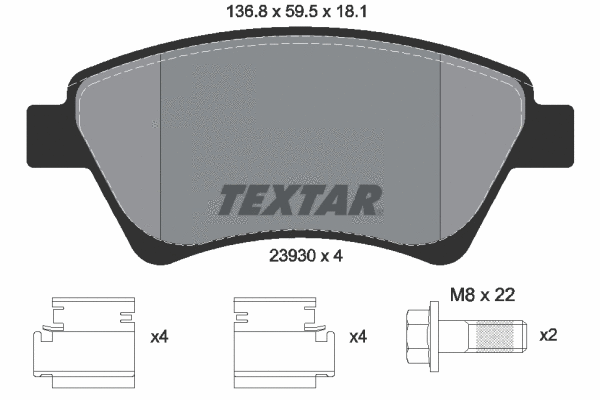 89017000 TEXTAR Комплект тормозов, дисковый тормозной механизм (фото 2)