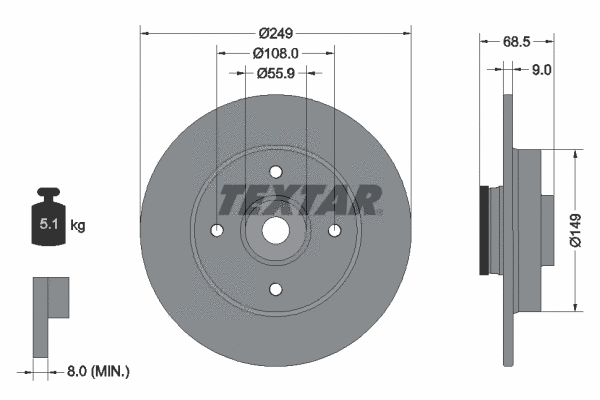 89017700 TEXTAR Комплект тормозов, дисковый тормозной механизм (фото 2)