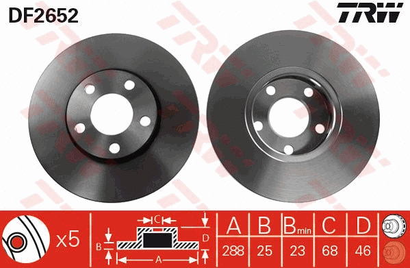 GTD1093 TRW Комплект тормозов, дисковый тормозной механизм (фото 2)