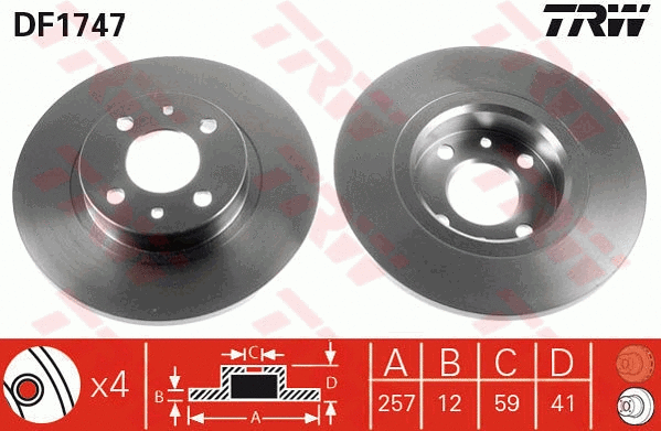 GTD1104 TRW Комплект тормозов, дисковый тормозной механизм (фото 2)