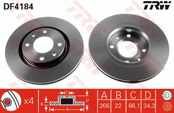 GTD1123 TRW Комплект тормозов, дисковый тормозной механизм (фото 2)