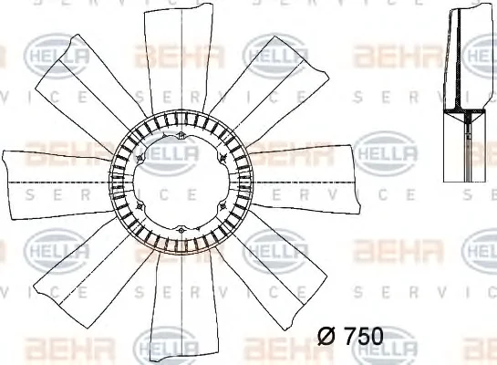 8MV 376 733-151 BEHR/HELLA/PAGID Крыльчатка вентилятора (фото 1)