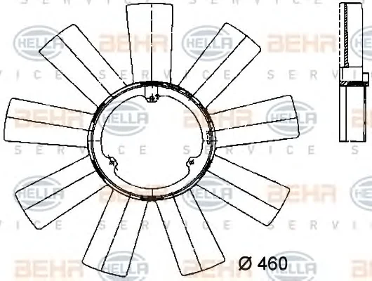 8MV 376 733-171 BEHR/HELLA/PAGID Крыльчатка вентилятора (фото 1)