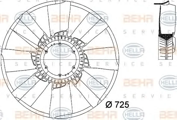 8MV 376 744-571 BEHR/HELLA/PAGID Крыльчатка вентилятора (фото 1)