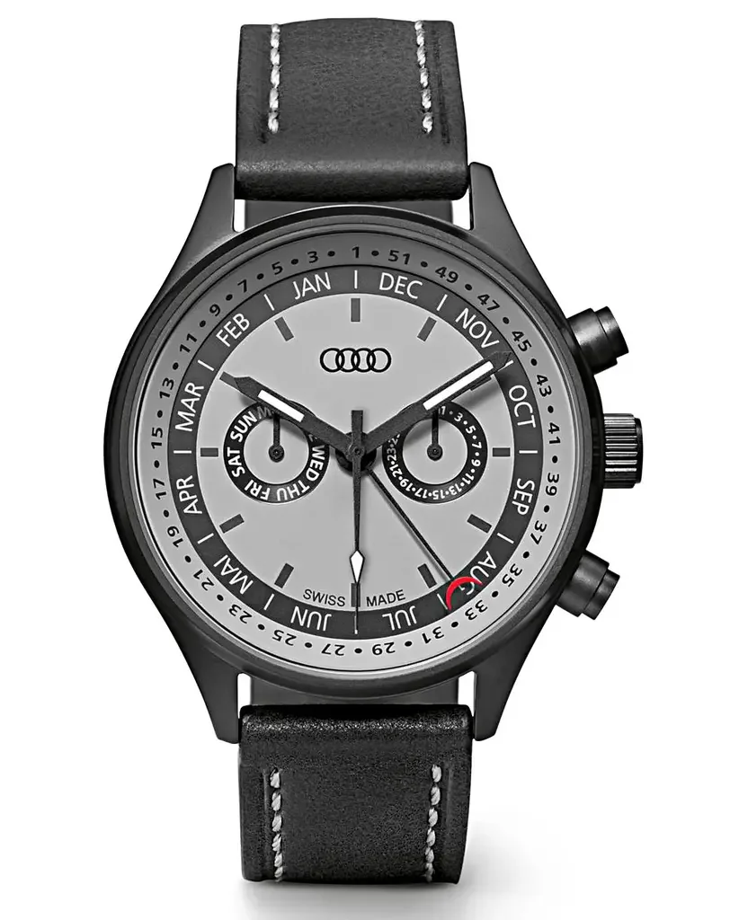 3101600400 VAG Наручные часы унисекс Audi Watch with calendar week, grey/black (фото 1)