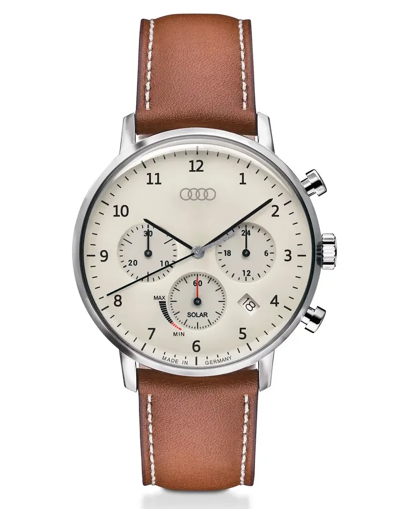 3102100100 VAG Мужские наручные часы хронограф Audi Chronograph Solar-powered, Mens, beige/brown (фото 1)
