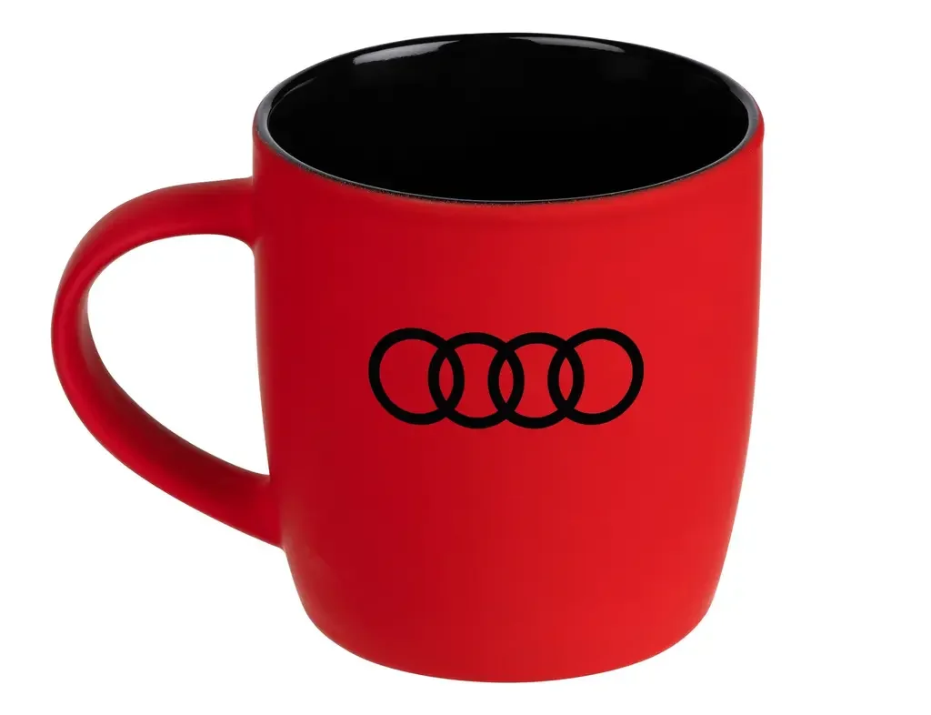 32922A2520 VAG Фарфоровая кружка Audi Rings Mug, Soft-touch, 350ml, Red/Black (фото 1)