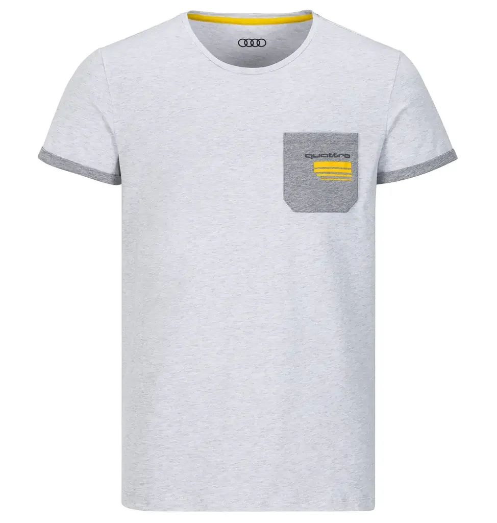 3132000702 VAG Мужская футболка Audi quattro T-Shirt, Mens, Light Grey (фото 1)