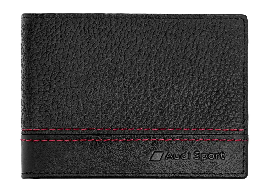 3151901300 VAG Мужской кожаный мини-кошелек Audi Sport mini Wallet Leather, Mens, black/red (фото 1)