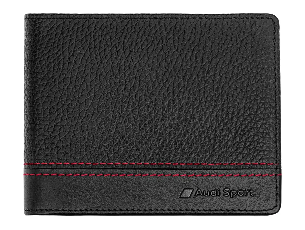 3151901200 VAG Мужской кожаный кошелек Audi Sport Wallet Leather, Mens, black/red (фото 1)