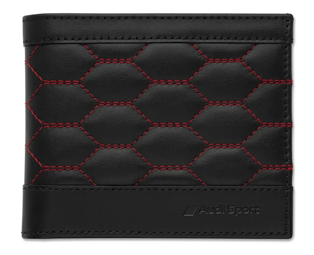 3152201200 VAG Мужской кожаный кошелек Audi Sport Wallet Leather, men, black-red NM (фото 1)
