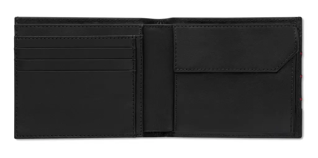 3152201200 VAG Мужской кожаный кошелек Audi Sport Wallet Leather, men, black-red NM (фото 2)