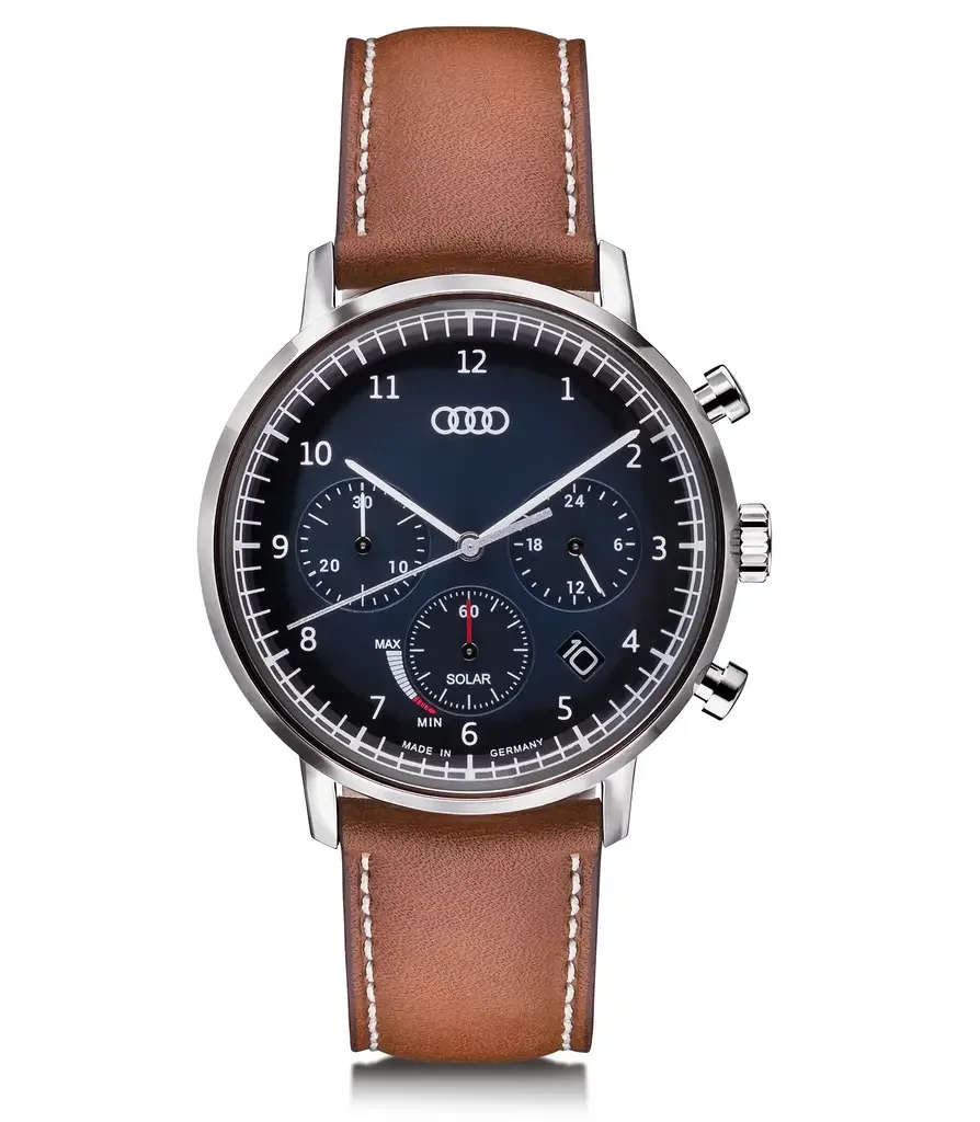 3101900100 VAG Мужские наручные часы хронограф Audi Chronograph Solar-powered, Mens, blue/brown (фото 1)