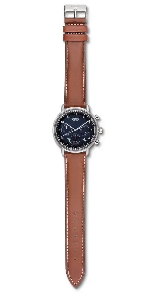 3101900100 VAG Мужские наручные часы хронограф Audi Chronograph Solar-powered, Mens, blue/brown (фото 3)