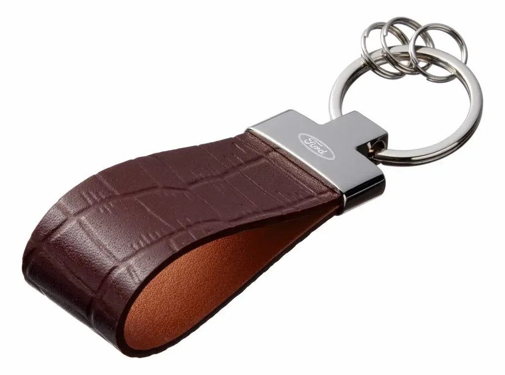 FKBRLKCFD FORD Кожаный брелок Ford Premium Leather Keychain, Metall/Leather, Brown (фото 1)