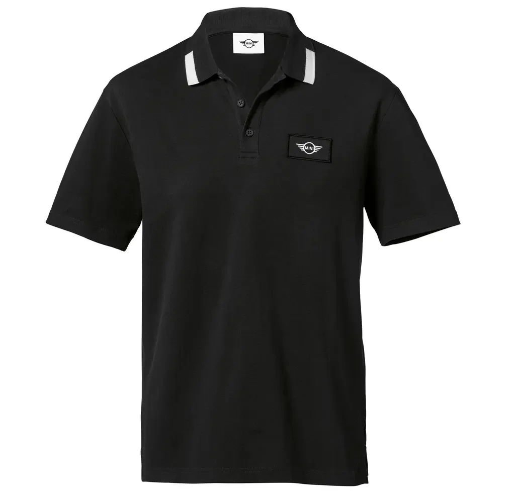 80142460800 MINI Мужская рубашка-поло MINI Logo Patch Polo Men´s, Black/White (фото 1)