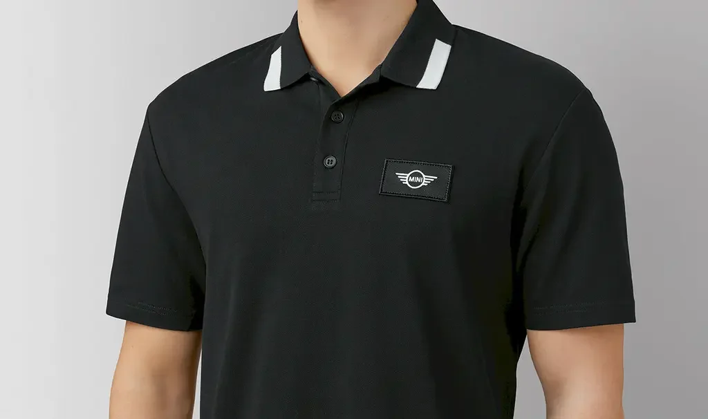 80142460800 MINI Мужская рубашка-поло MINI Logo Patch Polo Men´s, Black/White (фото 4)