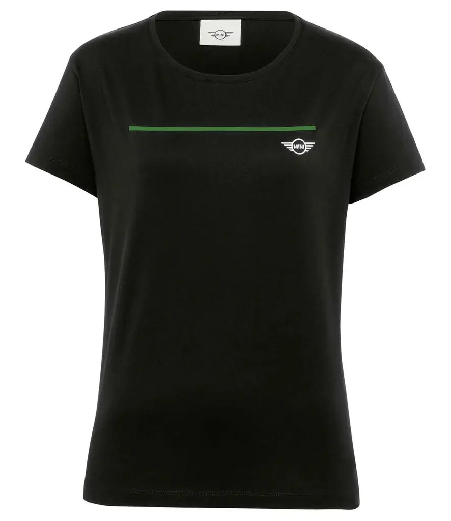 80145A0A527 MINI Женская футболка MINI T-Shirt CI Wing Logo Women’s, Black/British Green (фото 1)