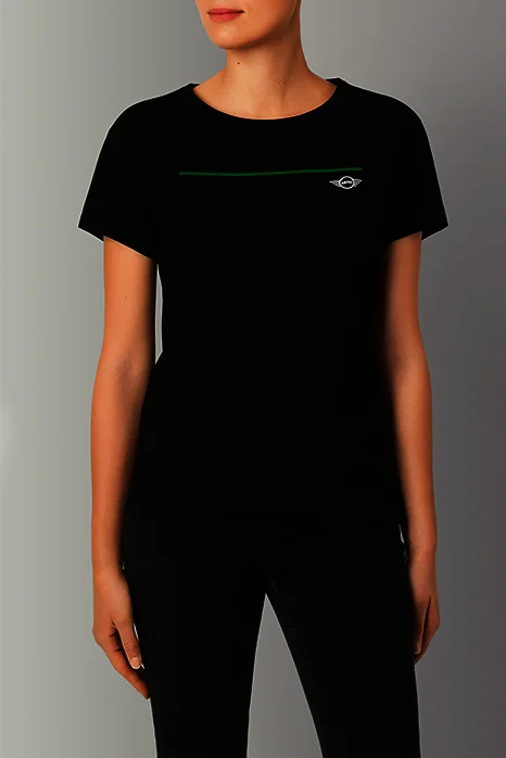 80145A0A527 MINI Женская футболка MINI T-Shirt CI Wing Logo Women’s, Black/British Green (фото 4)