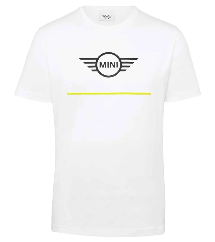 80145A0A567 MINI Мужская футболка MINI T-Shirt CI Wing Logo, White/Energetic Yellow/Black (фото 1)