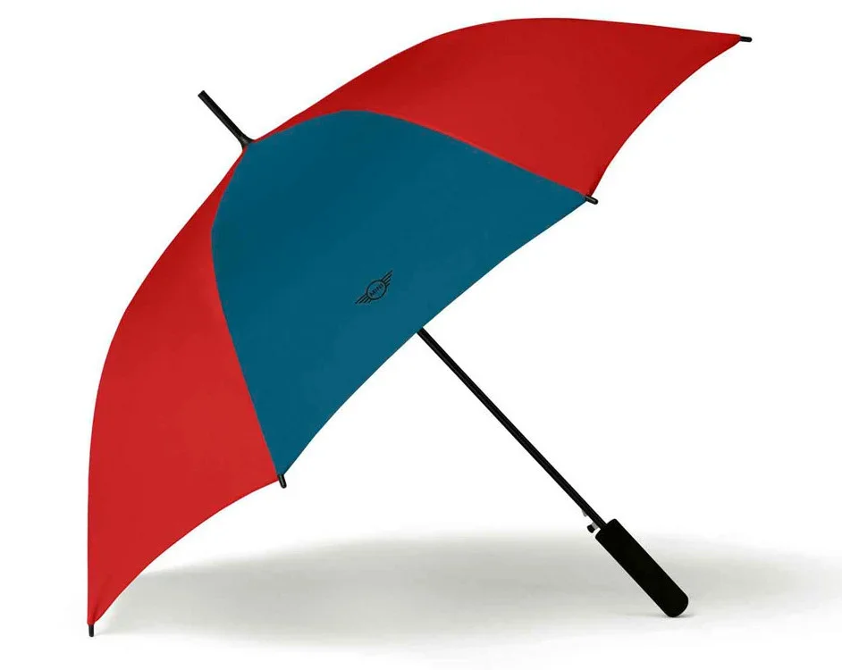 80235A0A685 MINI Зонт-трость MINI Walking Stick Contrast Panel Umbrella, Chili Red/Island (фото 1)
