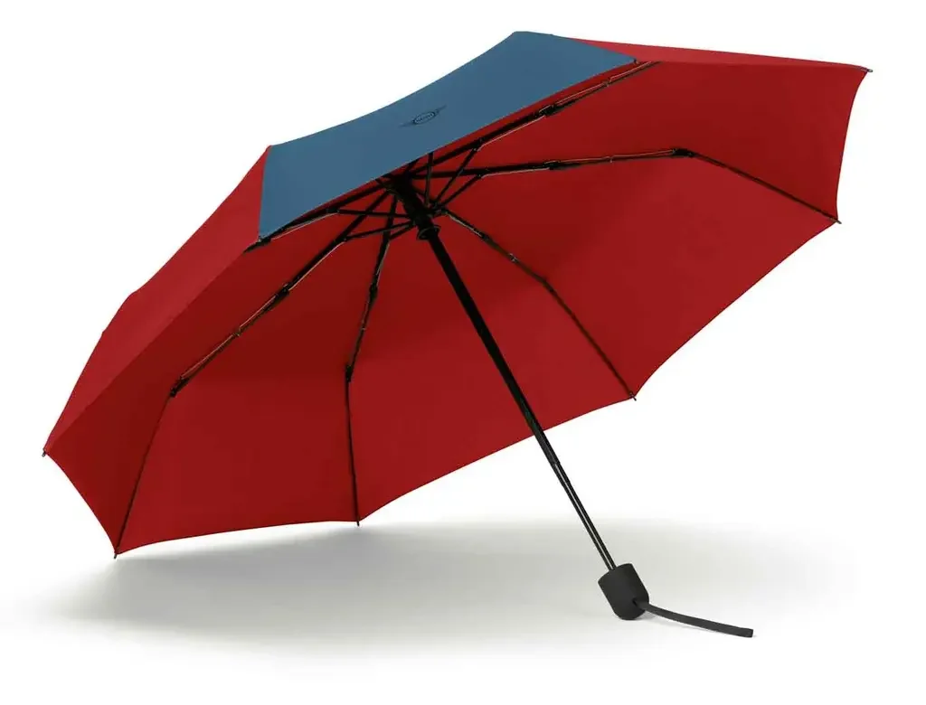 80235A0A682 MINI Складной зонт MINI Foldable Umbrella, Contrast Panel, Chili Red/Island Blue (фото 2)