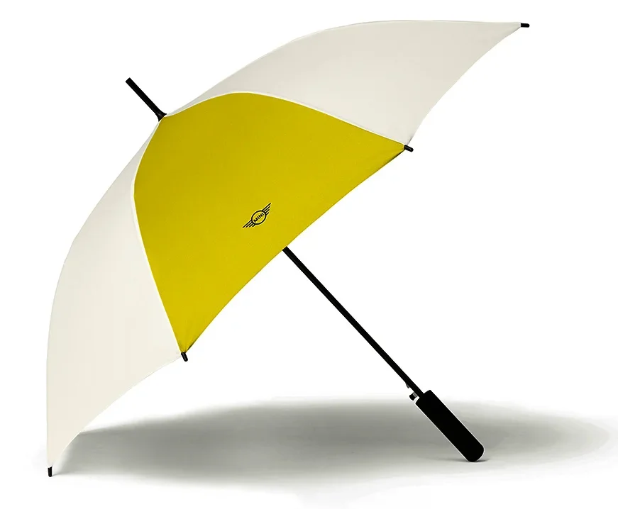 80235A0A684 MINI Зонт-трость MINI Walking Stick Contrast Panel Umbrella, White/Energetic Yellow (фото 1)