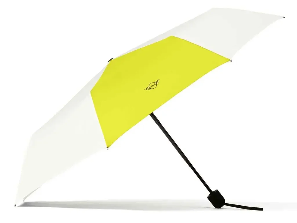 80235A0A681 MINI Складной зонт MINI Foldable Umbrella, Contrast Panel, White/Energetic Yellow (фото 1)