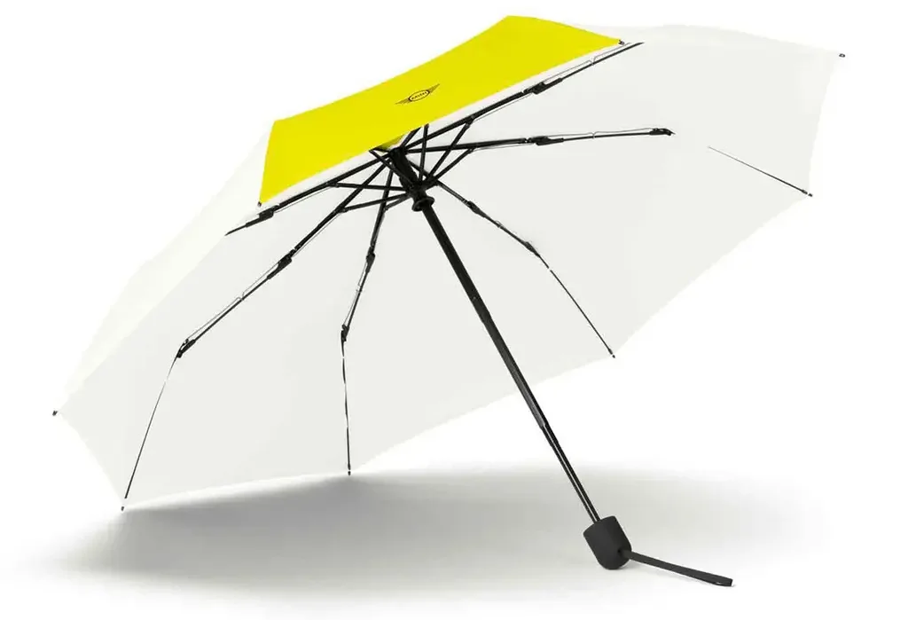80235A0A681 MINI Складной зонт MINI Foldable Umbrella, Contrast Panel, White/Energetic Yellow (фото 2)