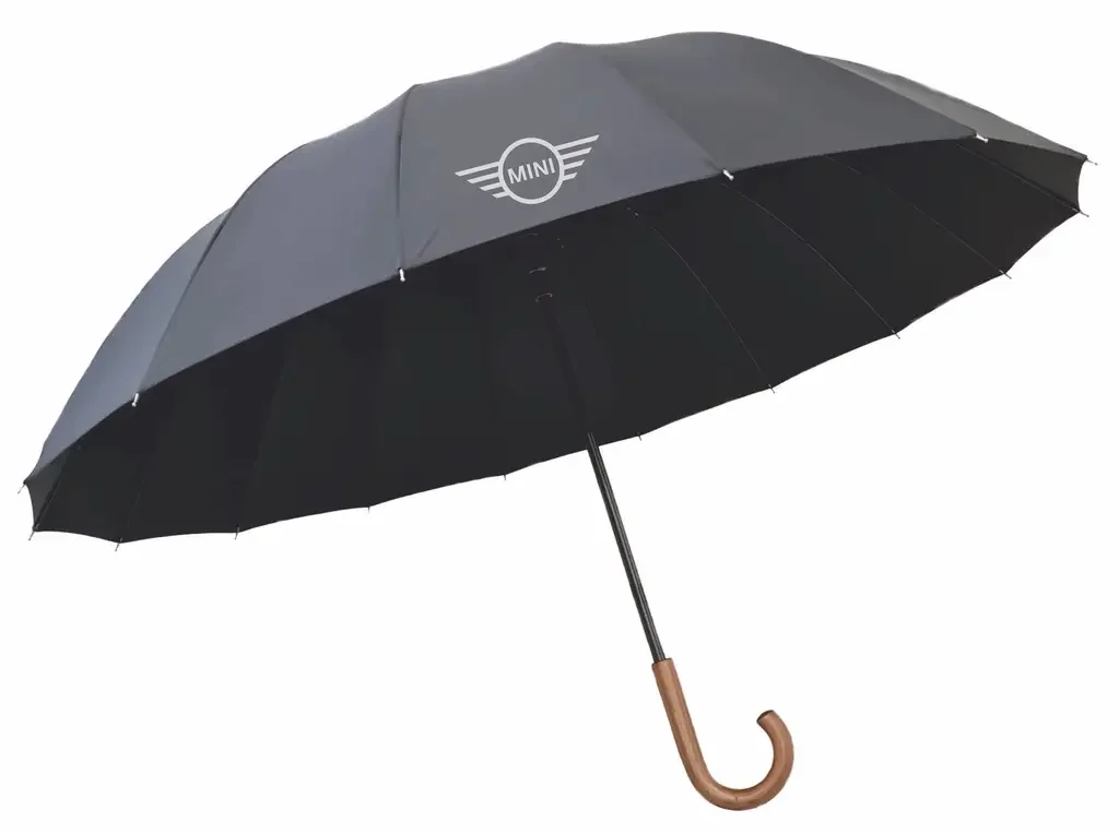 FK180107WMN MINI Большой зонт-трость MINI Stick Umbrella, Wooden Handle, Black (фото 1)