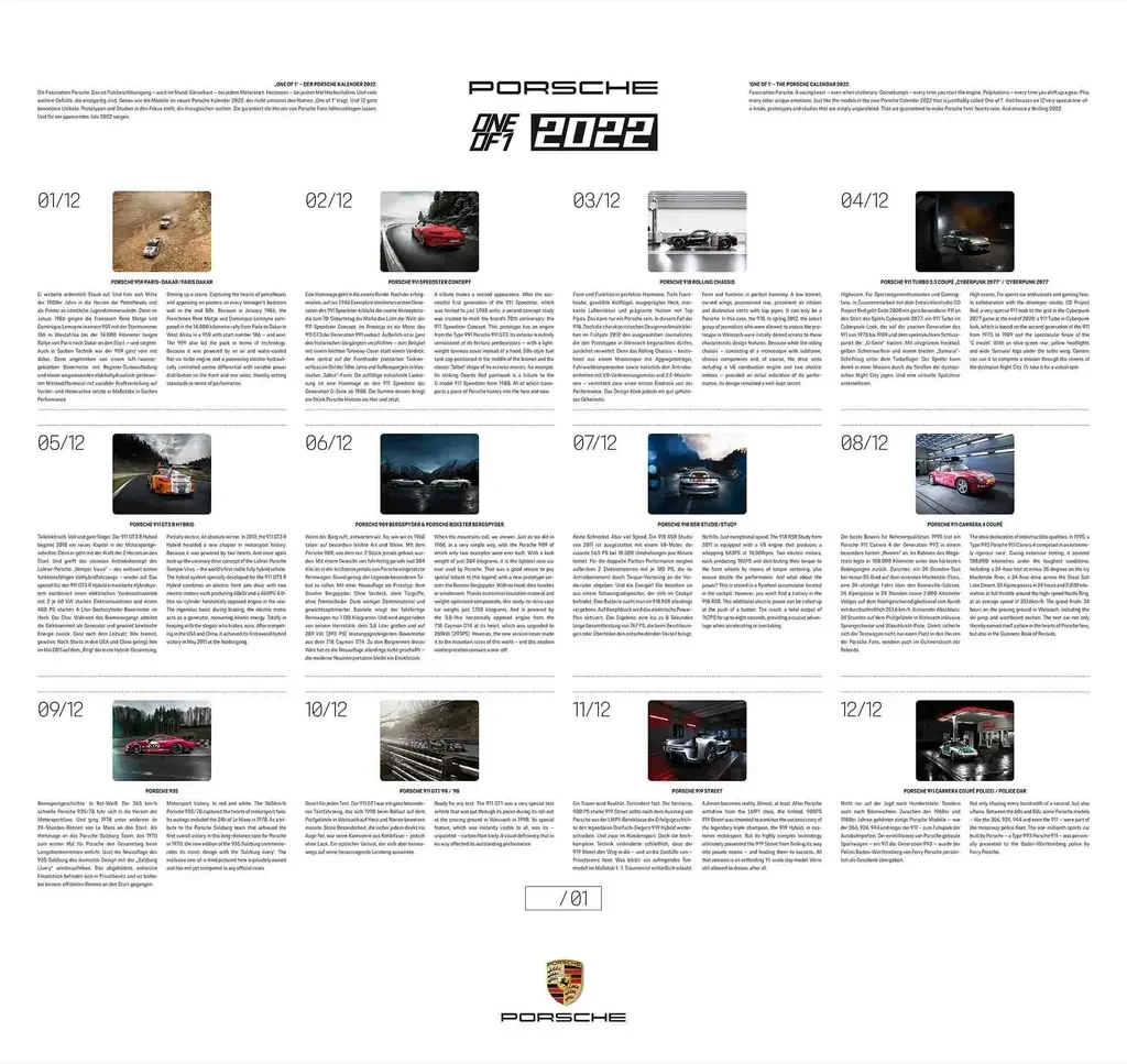 WAP0920020NVPK PORSCHE Календарь Porsche Calendar 2022 - One Of 1 (фото 2)