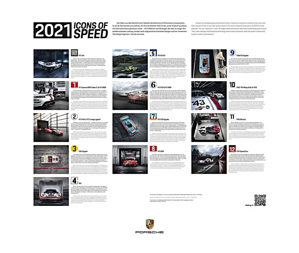 WAP0920010M PORSCHE Календарь Porsche Calendar 2021 - Icons of Speed (фото 5)