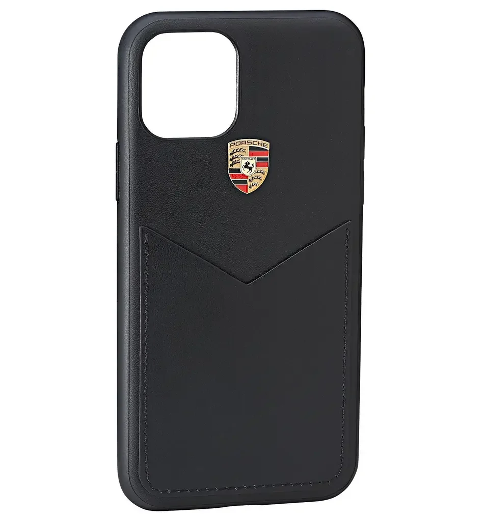 WAP0300060L002 PORSCHE Кожаный чехол Porsche для iPhone 11 Pro Max, Crest Logo, Black Leather (фото 1)