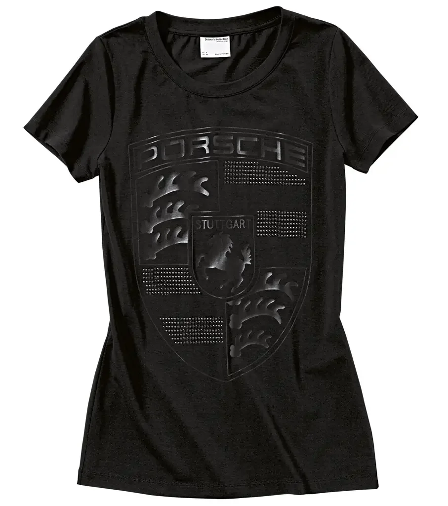 WAP7970XS0E PORSCHE Женская футболка Porsche Women’s T-shirt – Porsche Crest, Black (фото 1)