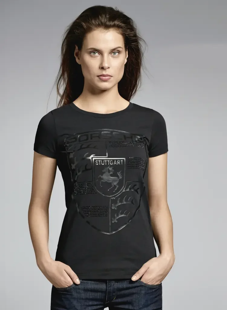 WAP7970XS0E PORSCHE Женская футболка Porsche Women’s T-shirt – Porsche Crest, Black (фото 2)