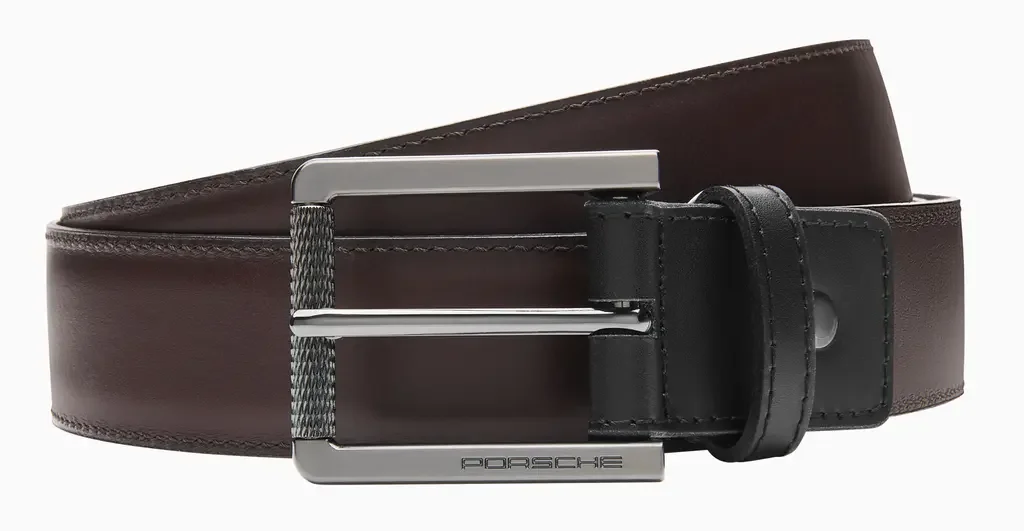 WAP6600090MESS PORSCHE Двусторонний кожаный ремень Porsche Reversible Belt, Unisex, Essential Collection, Brown/Black (фото 2)