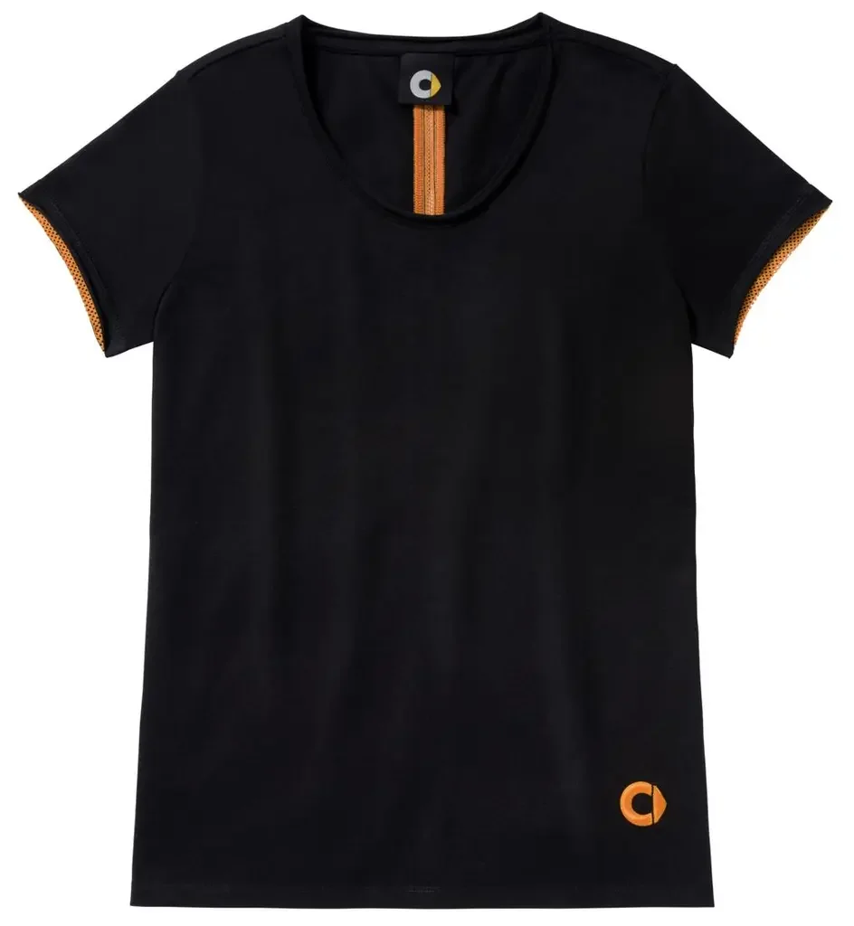 B67993597 MERCEDES Женская футболка Smart Women's Polo Shirt, Black / Orange (фото 1)