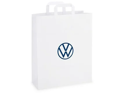 000087317BJ VAG Бумажный подарочный пакет с ручками Volkswagen Logo Paper Bag White, 25x35 (фото 1)