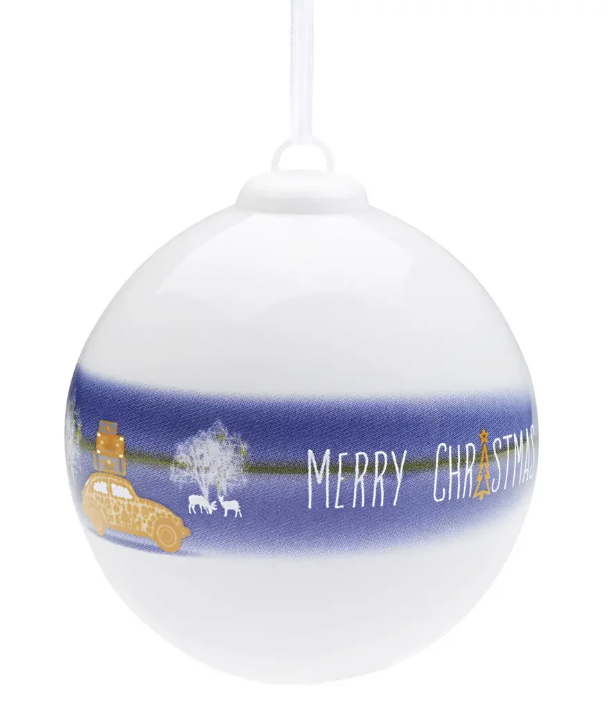 35D087790 VAG Фарфоровый елочный шар с изображением Volkswagen Beetle Merry Christmas (фото 1)