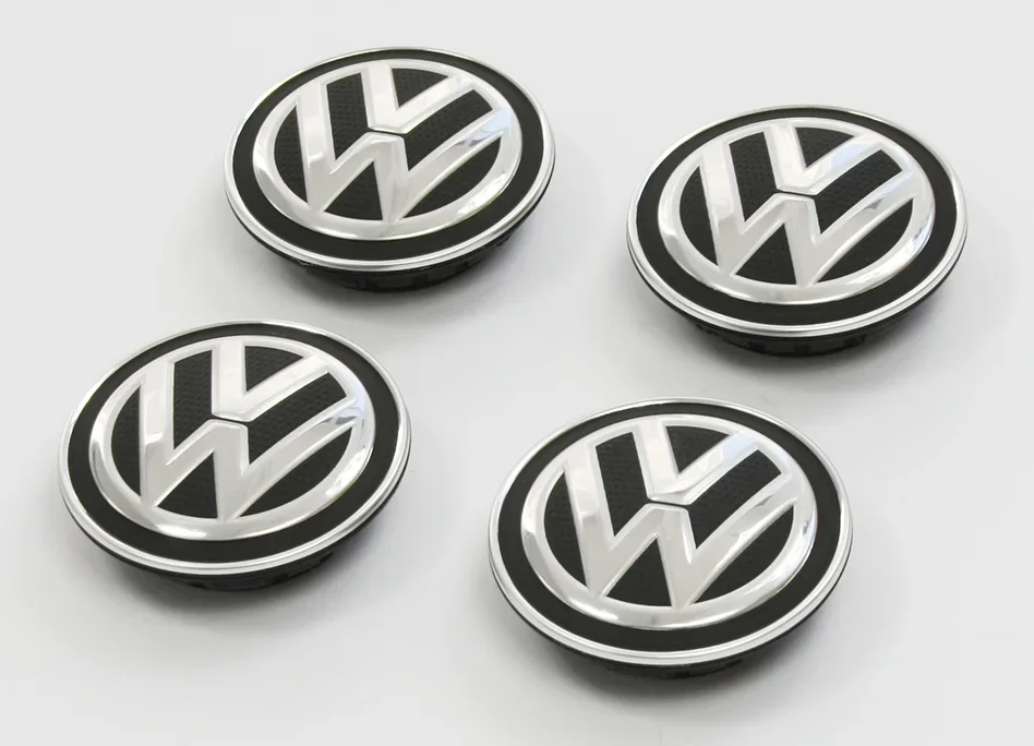 000071213C VAG Динамические крышки ступиц колеса Volkswagen Classic Logo, набор из 4-х штук (фото 1)