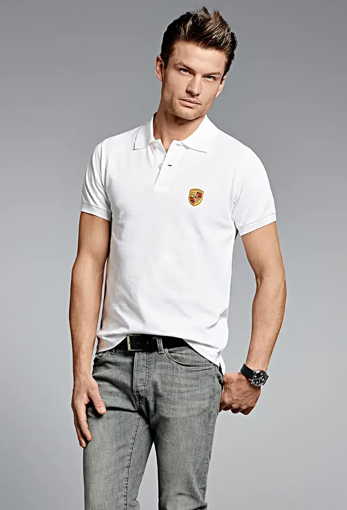 WAP59100S0B PORSCHE Мужская рубашка-поло Porsche Men's Polo Shirt, Logo, White (фото 2)