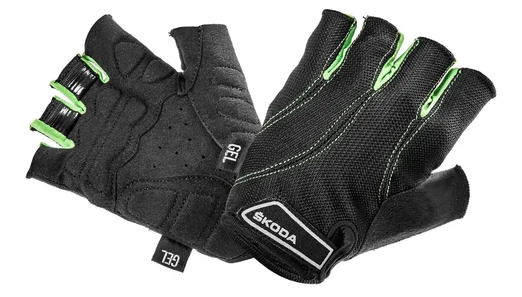 000084616GFBD VAG Велоперчатки Skoda Cycling Gloves, Gel Padding, Black/Green (фото 1)