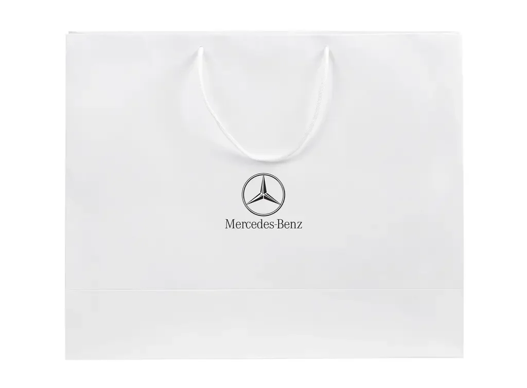B6695A25912 MERCEDES Бумажный подарочный пакет Mercedes, белый, размер L: 42 х 34,5 х 15 см. (фото 1)