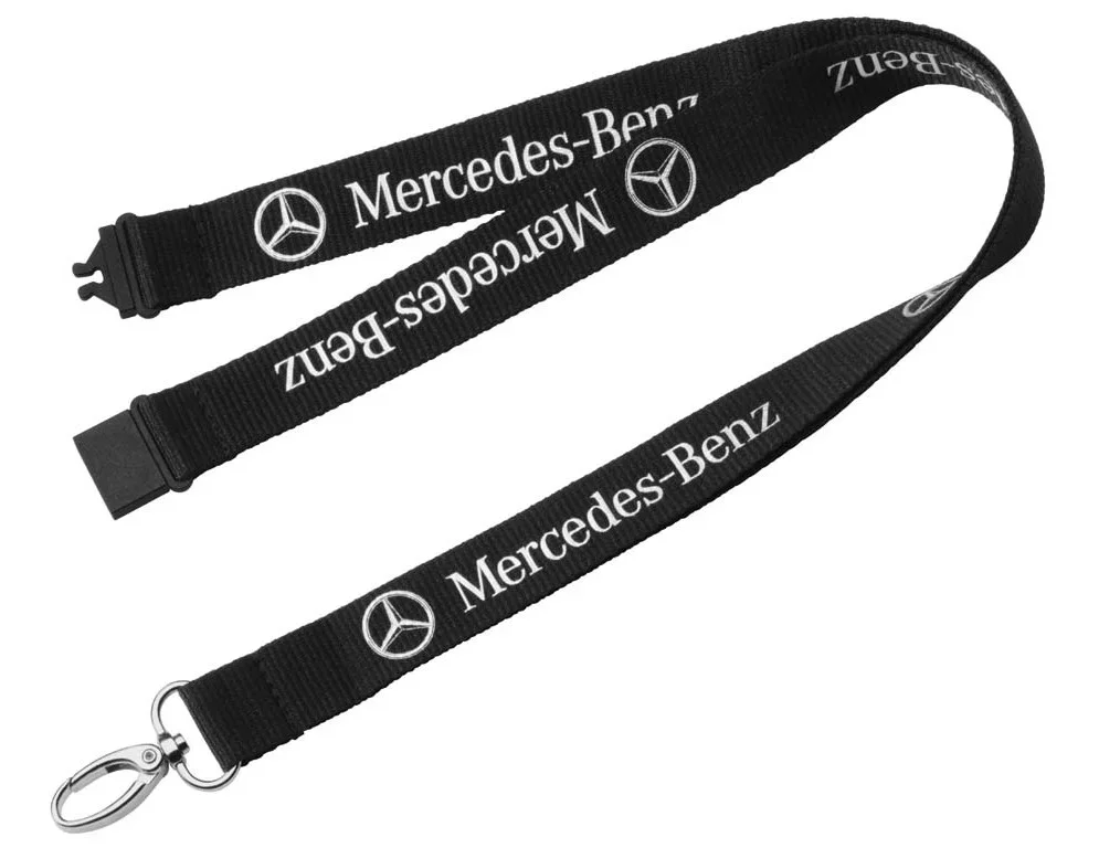 B66958365 MERCEDES Шнурок с карабином для ключей Mercedes-Benz Classic Star Lanyard, Black (фото 1)