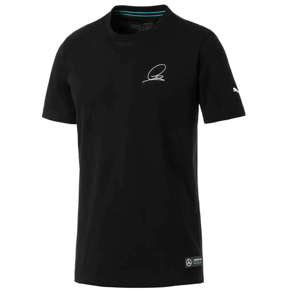 B67996237 MERCEDES Мужская футболка Mercedes Men's T-shirt, Lewis Hamilton signature, Black (фото 1)